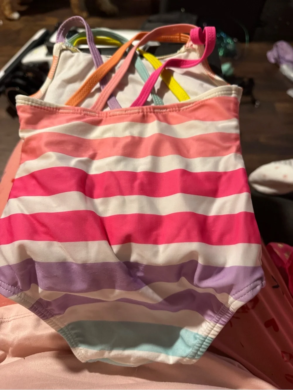 Multiples Hot Pink Girls' Two-Piece Swim Set with Gold Pineapple Print